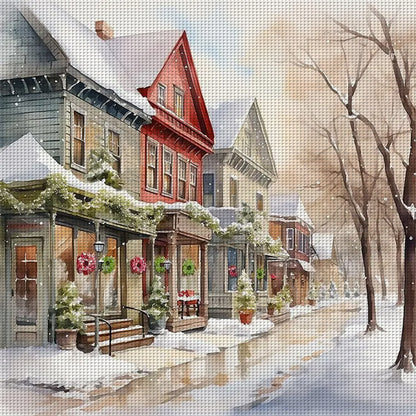 Winter House - 14CT Stamped Cross Stitch 50*50CM