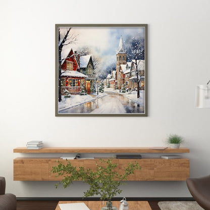 Winter House - 14CT Stamped Cross Stitch 50*50CM