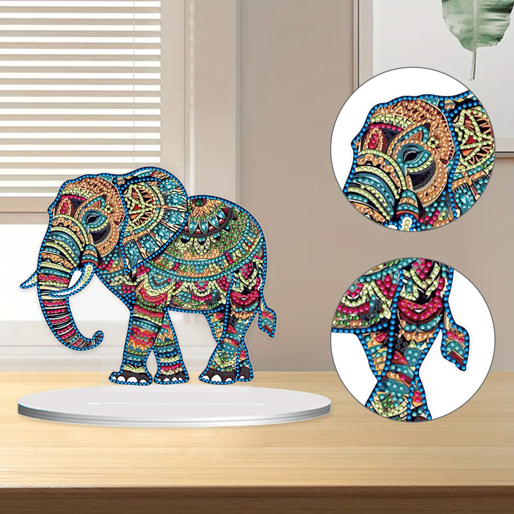 Diamond Painting Desktop Decor for Home Office Desktop Decor 20x25cm (Elephant)