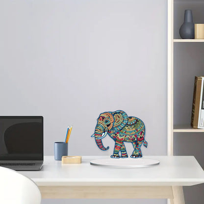 Diamond Painting Desktop Decor for Home Office Desktop Decor 20x25cm (Elephant)