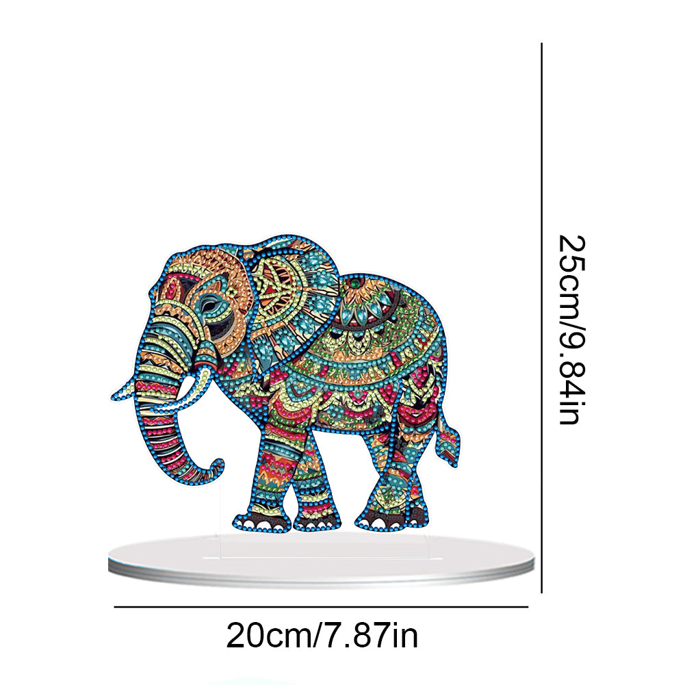 Diamond Painting Desktop Decor for Home Office Desktop Decor 20x25cm (Elephant)