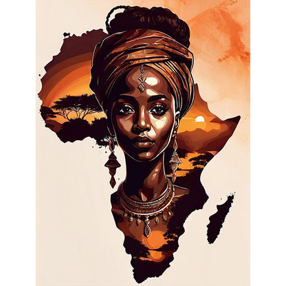 African Girl - Full Round Drill Diamond Painting 30*40CM