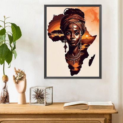 African Girl - Full Round Drill Diamond Painting 30*40CM