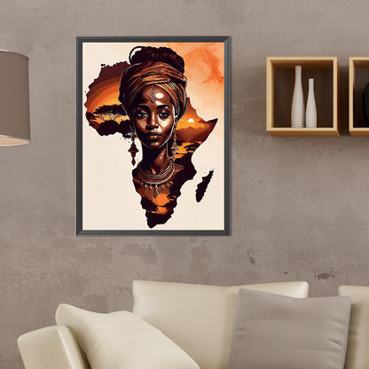 African Girl - Full Round Drill Diamond Painting 30*40CM