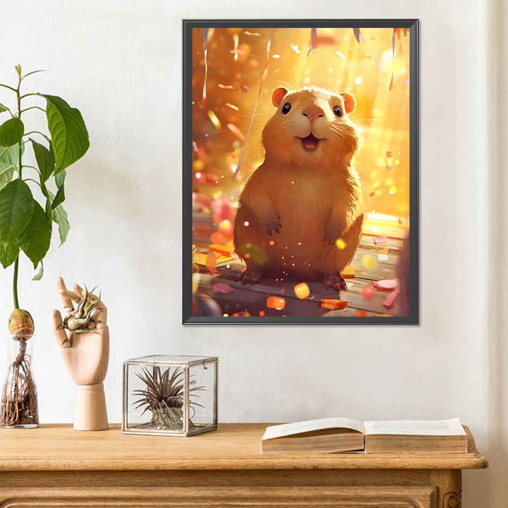 Capybara At The Celebration - Full Round Drill Diamond Painting 30*40CM