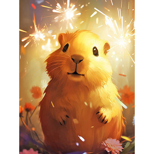 Capybara Under Fireworks - Full Round Drill Diamond Painting 30*40CM