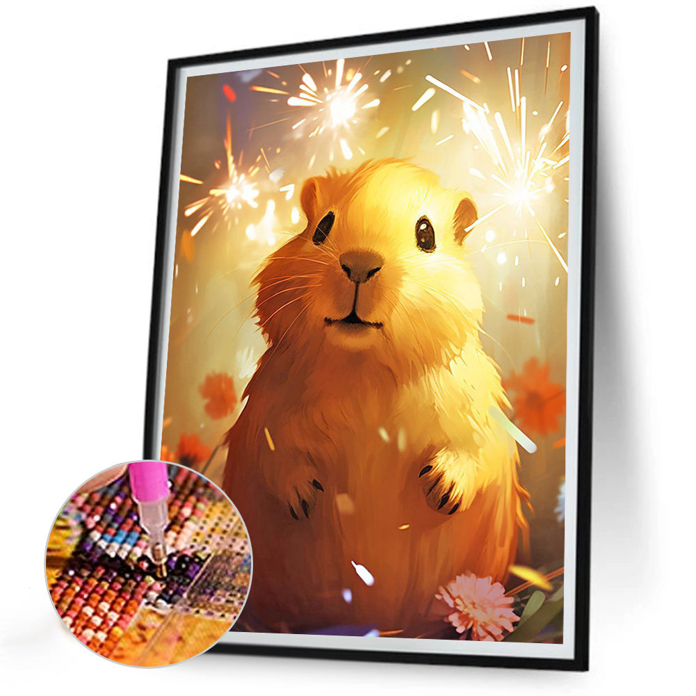 Capybara Under Fireworks - Full Round Drill Diamond Painting 30*40CM