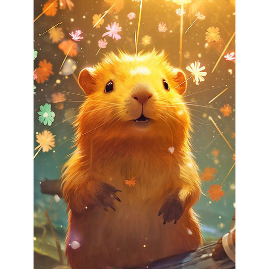 Flowers, Fireworks And Capybara - Full Round Drill Diamond Painting 30*40CM