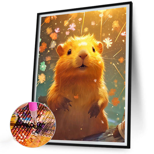 Flowers, Fireworks And Capybara - Full Round Drill Diamond Painting 30*40CM