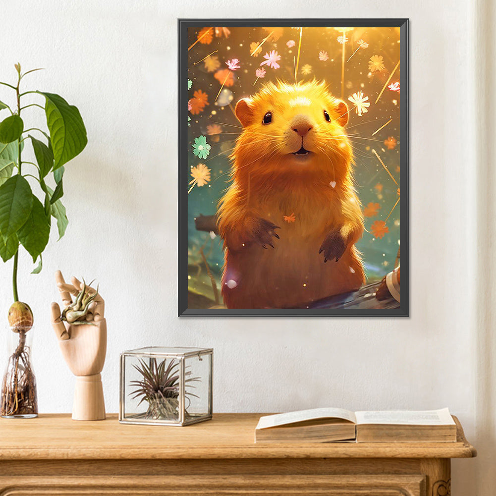 Flowers, Fireworks And Capybara - Full Round Drill Diamond Painting 30*40CM