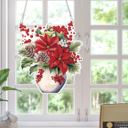 Acrylic Christmas Bouquet Single-Sided Diamond Painting Hanging Pendant 20x25cm