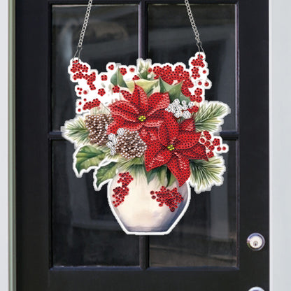 Acrylic Christmas Bouquet Single-Sided Diamond Painting Hanging Pendant 20x25cm