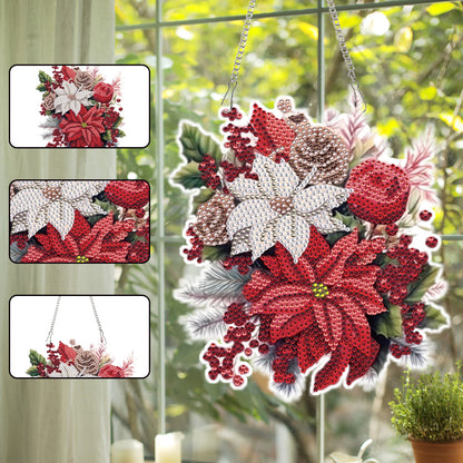 Acrylic Christmas Bouquet Single-Sided Diamond Painting Hanging Pendant 20x25cm