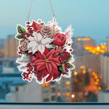 Acrylic Christmas Bouquet Single-Sided Diamond Painting Hanging Pendant 20x25cm