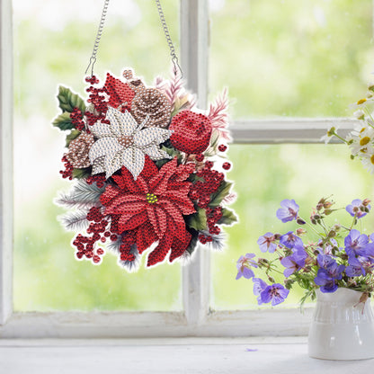 Acrylic Christmas Bouquet Single-Sided Diamond Painting Hanging Pendant 20x25cm