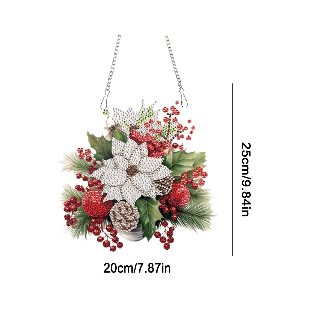 Acrylic Christmas Bouquet Single-Sided Diamond Painting Hanging Pendant 20x25cm