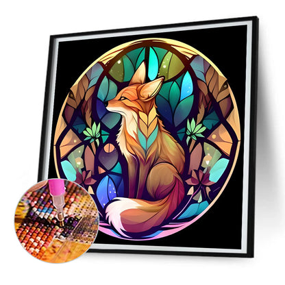 Fox Glass Painting - Full Round Drill Diamond Painting 30*30CM