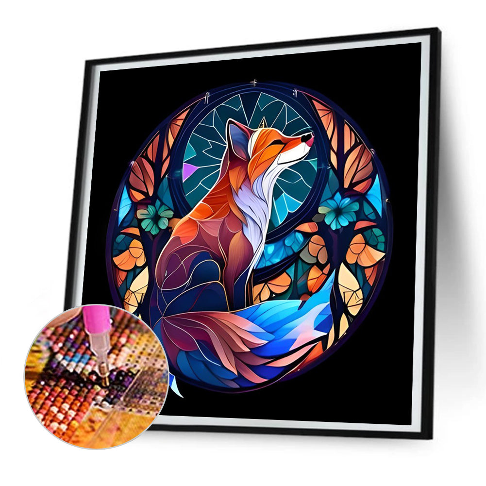 Fox Glass Painting - Full Round Drill Diamond Painting 30*30CM