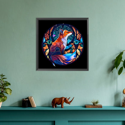 Fox Glass Painting - Full Round Drill Diamond Painting 30*30CM