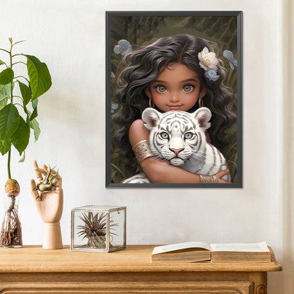 Curly Hair Big Eyed Girl - Full Round Drill Diamond Painting 30*40CM