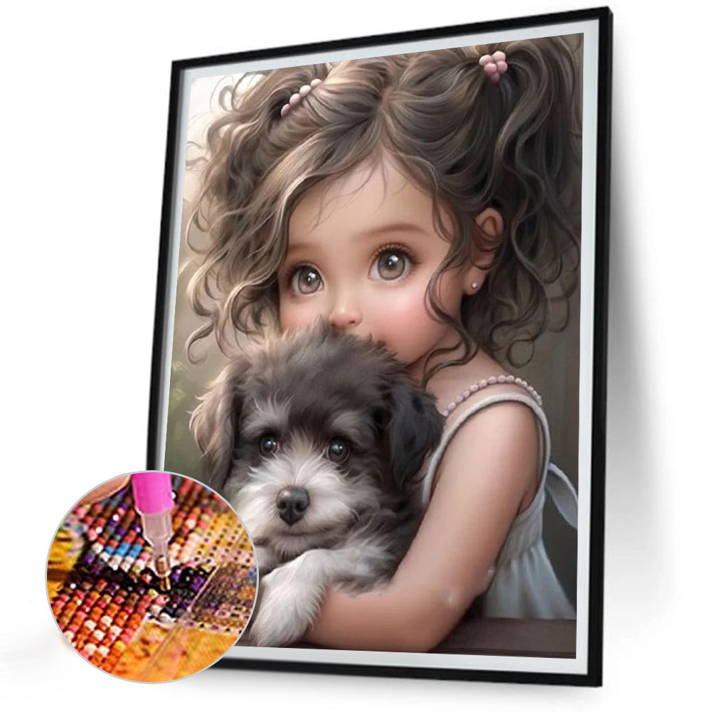 Curly Hair Big Eyed Girl - Full Round Drill Diamond Painting 30*40CM