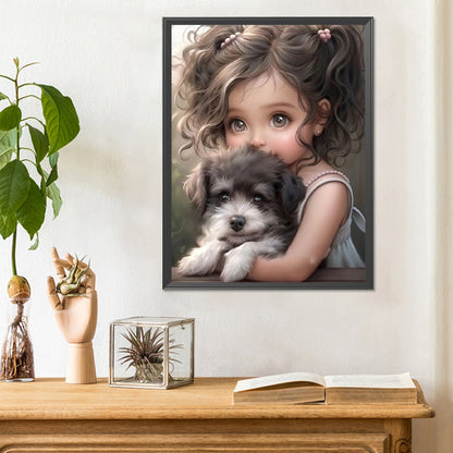 Curly Hair Big Eyed Girl - Full Round Drill Diamond Painting 30*40CM