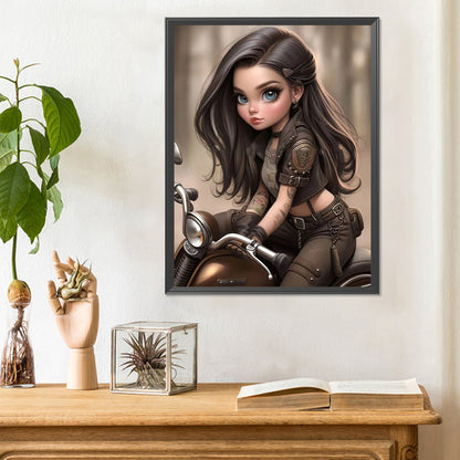 Curly Hair Big Eyed Girl - Full Round Drill Diamond Painting 30*40CM