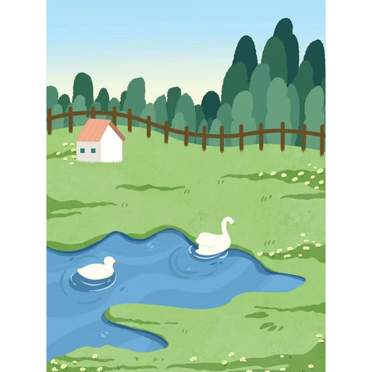 Cartoon Landscape Painting - Full Round Drill Diamond Painting 30*40CM