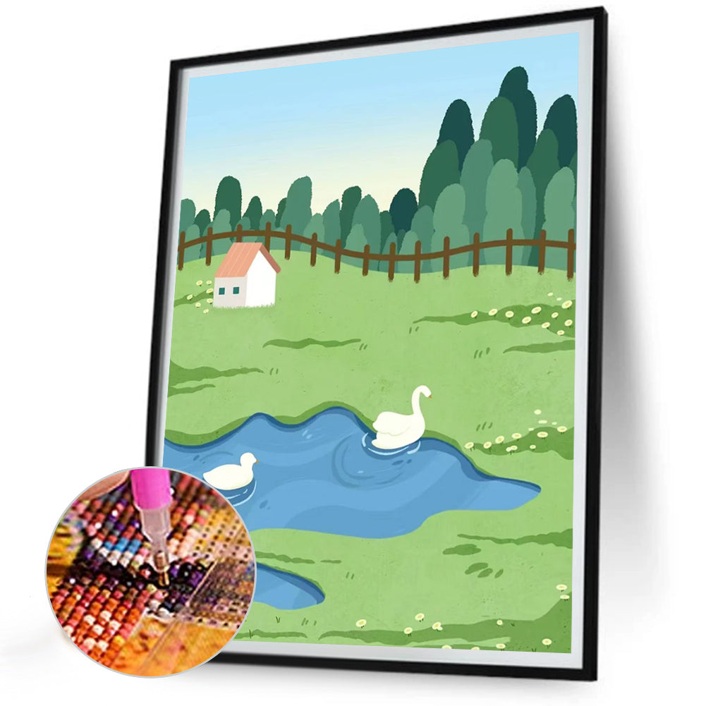Cartoon Landscape Painting - Full Round Drill Diamond Painting 30*40CM
