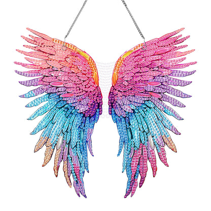 Acrylic Single-Sided 5D DIY Diamond Painting Hanging Pendant (Colorful Feathers)