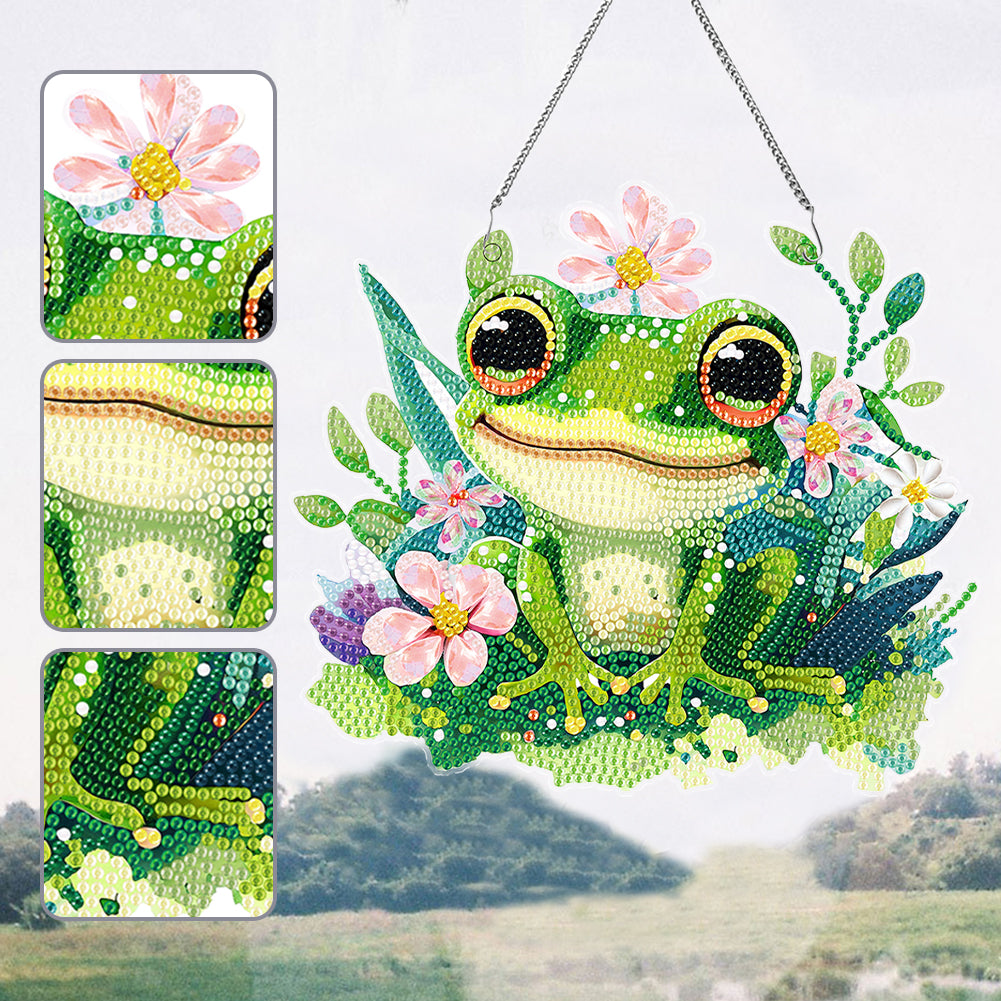 Acrylic Single-Sided Diamond Painting Hanging Pendant for Home Wall Decor (Frog)