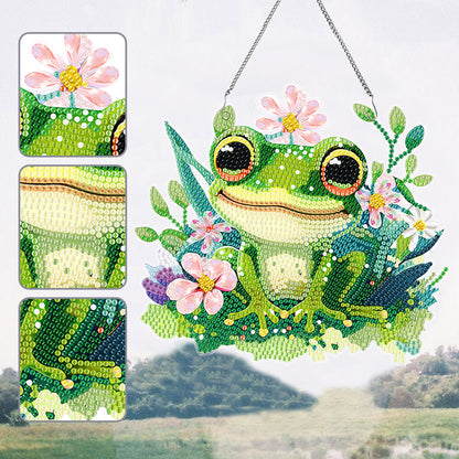 Acrylic Single-Sided Diamond Painting Hanging Pendant for Home Wall Decor (Frog)