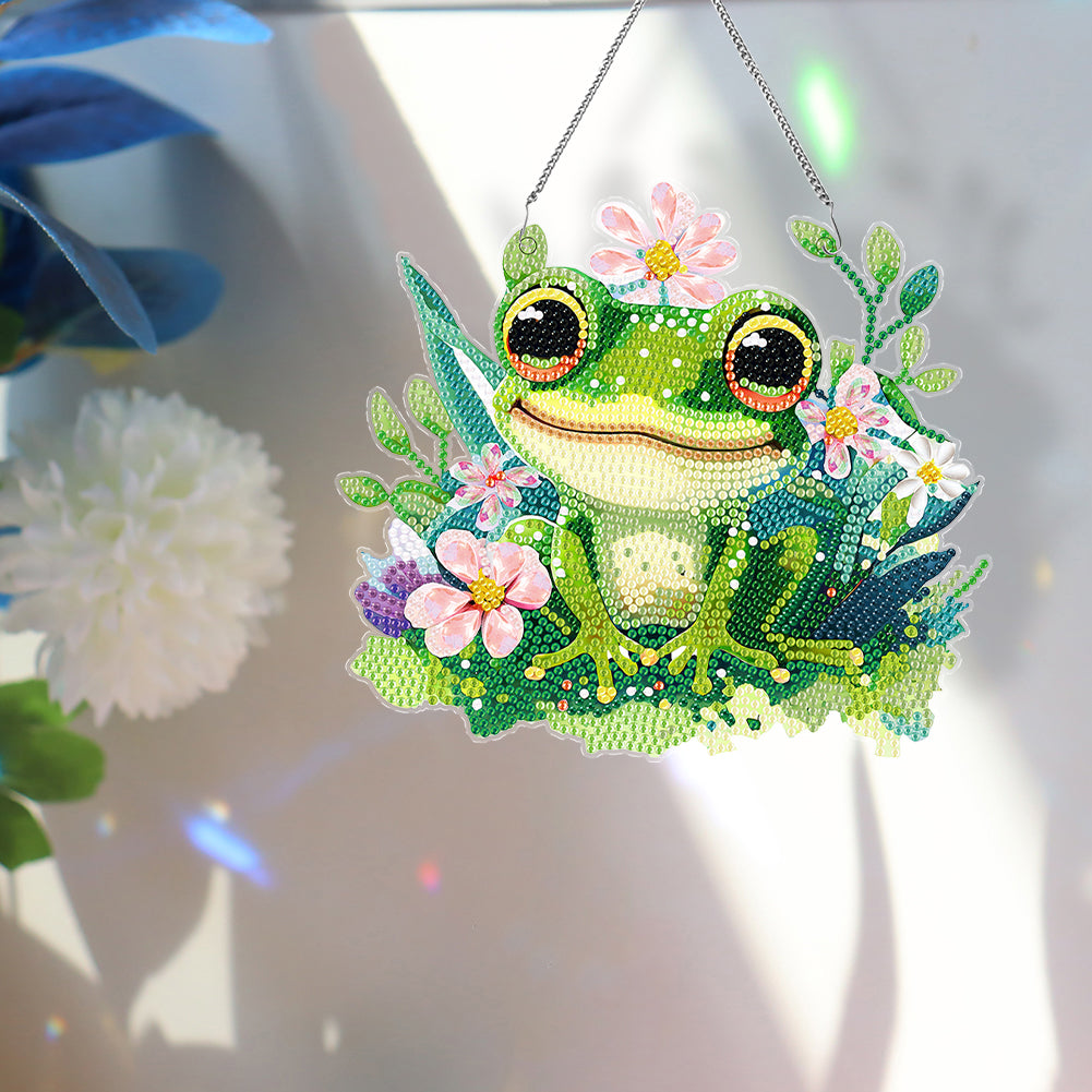 Acrylic Single-Sided Diamond Painting Hanging Pendant for Home Wall Decor (Frog)