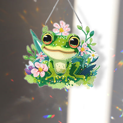 Acrylic Single-Sided Diamond Painting Hanging Pendant for Home Wall Decor (Frog)