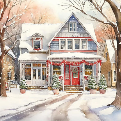 Winter House - 14CT Stamped Cross Stitch 50*50CM