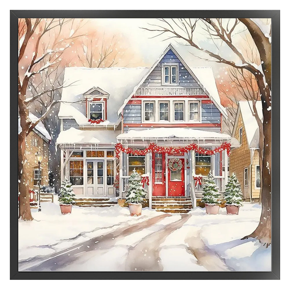 Winter House - 14CT Stamped Cross Stitch 50*50CM