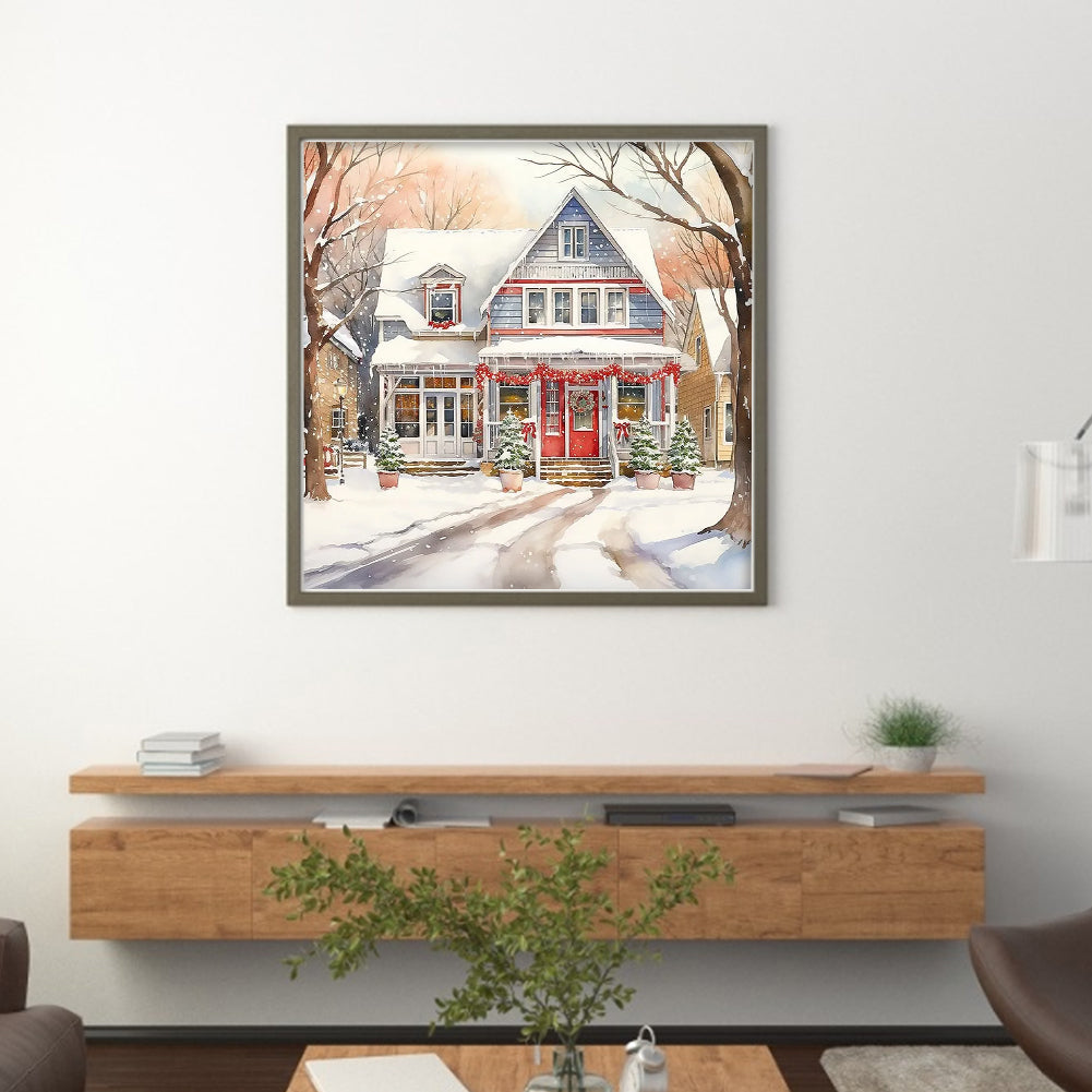 Winter House - 14CT Stamped Cross Stitch 50*50CM