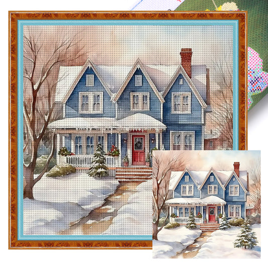 Winter House - 14CT Stamped Cross Stitch 50*50CM