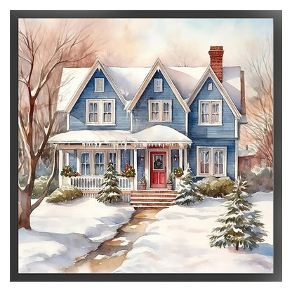 Winter House - 14CT Stamped Cross Stitch 50*50CM