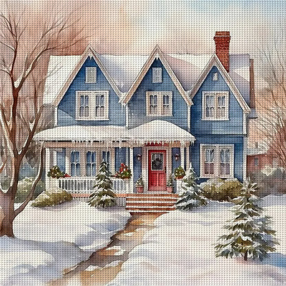 Winter House - 14CT Stamped Cross Stitch 50*50CM