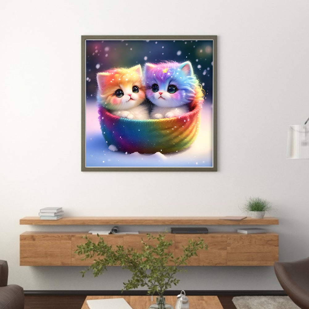 Colorful Kitten - 11CT Stamped Cross Stitch 50*50CM