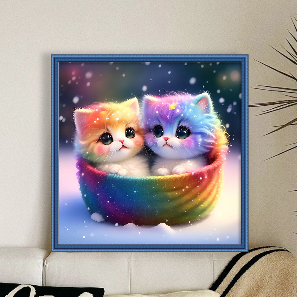 Colorful Kitten - 11CT Stamped Cross Stitch 50*50CM