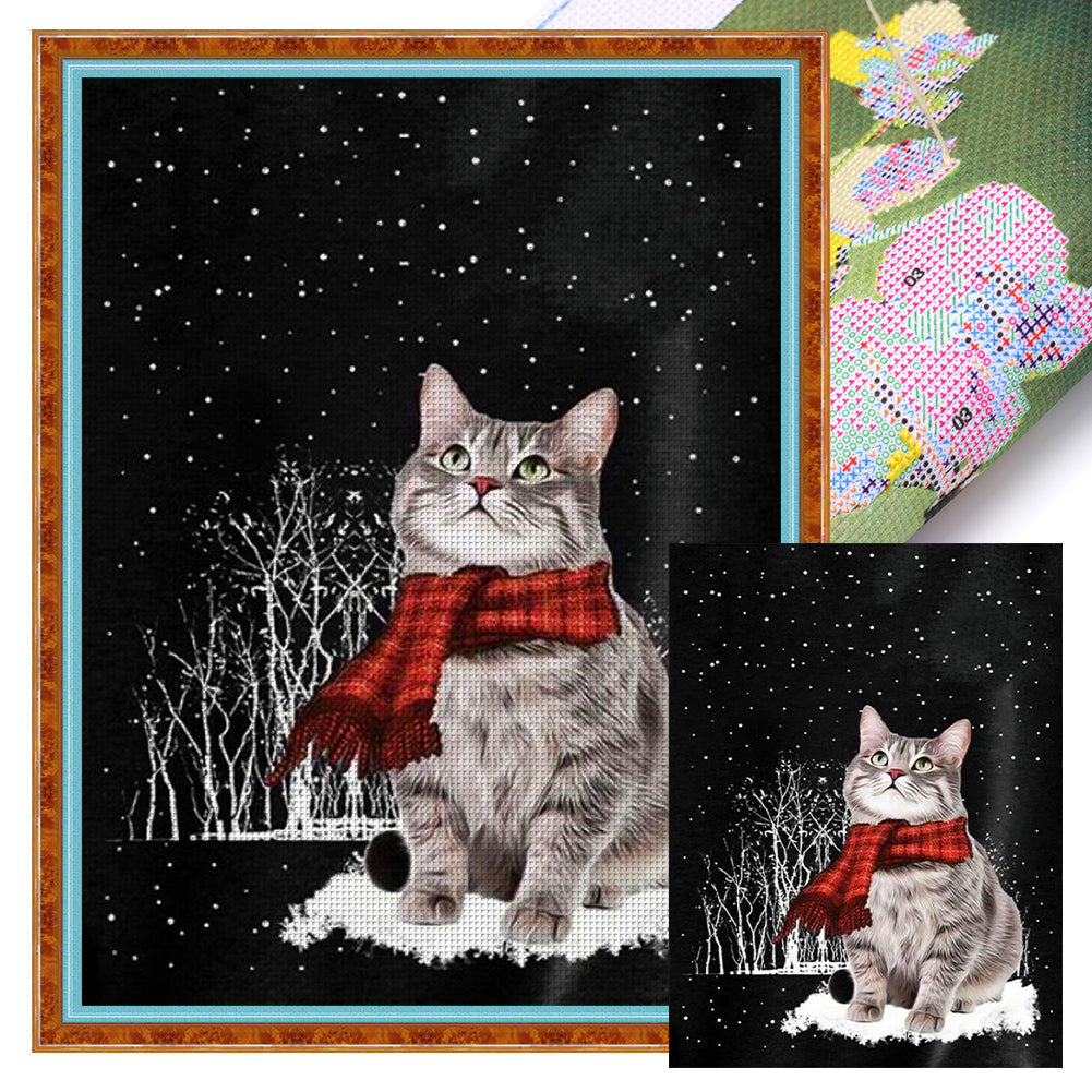 Winter Kitten - 11CT Stamped Cross Stitch 40*55CM