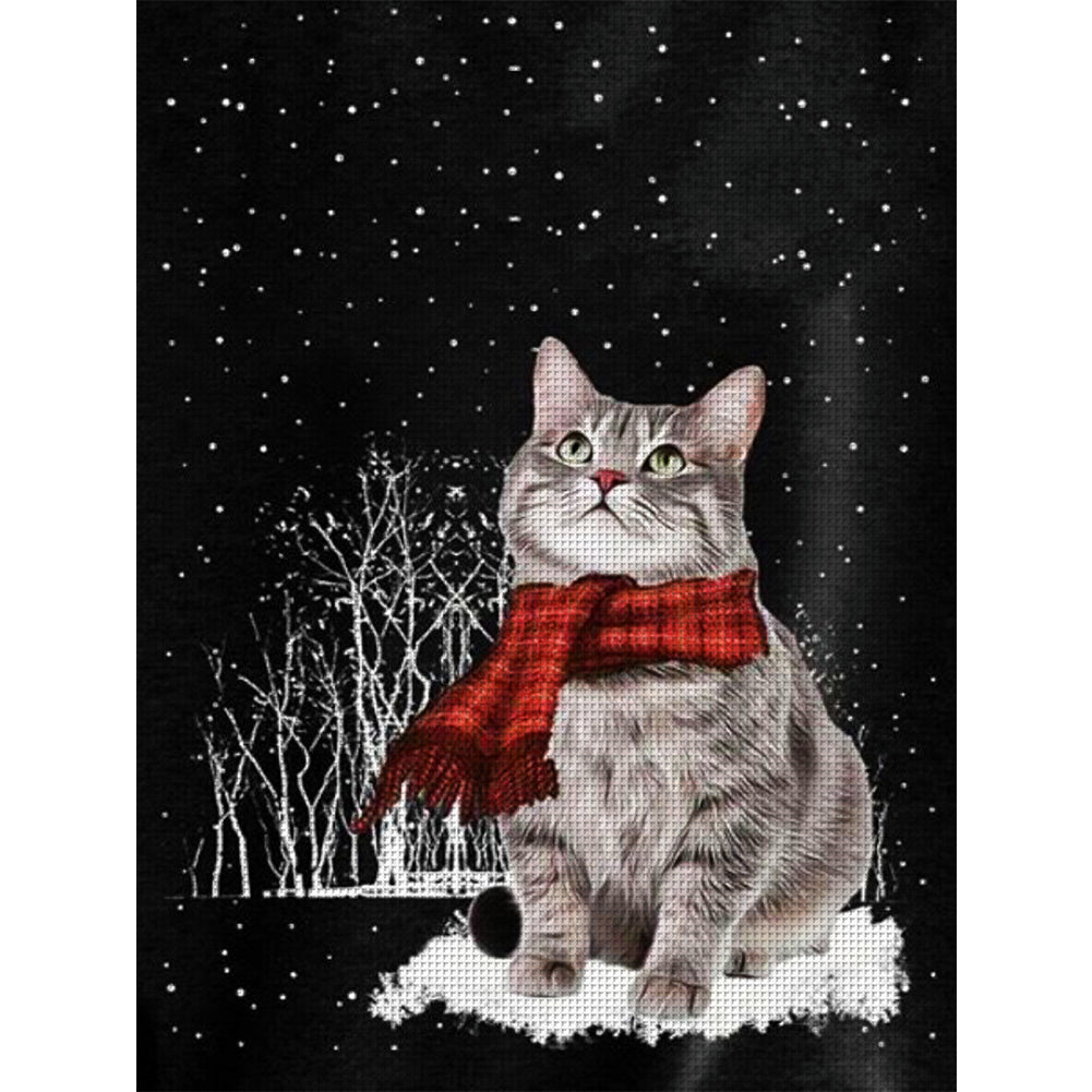 Winter Kitten - 11CT Stamped Cross Stitch 40*55CM