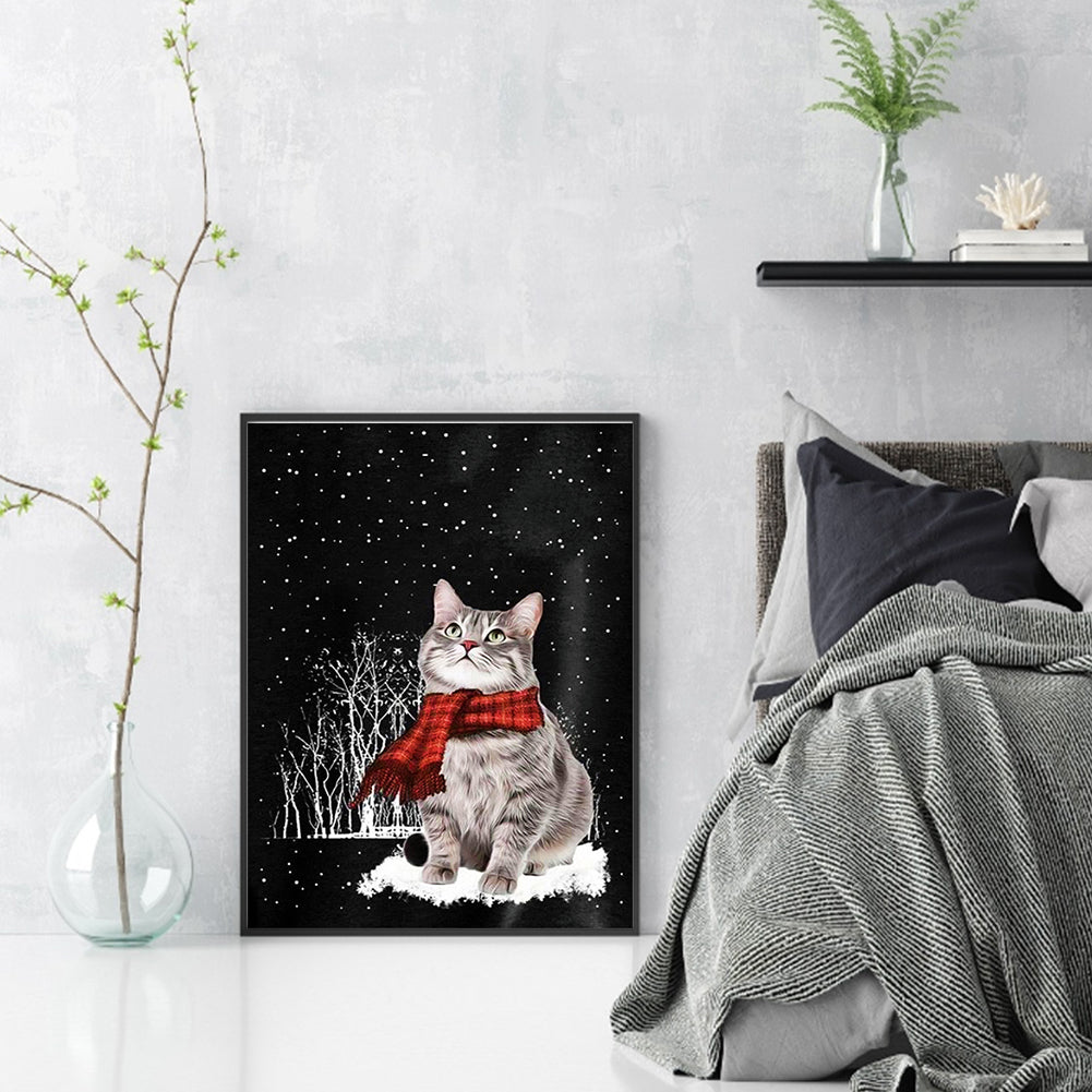 Winter Kitten - 11CT Stamped Cross Stitch 40*55CM