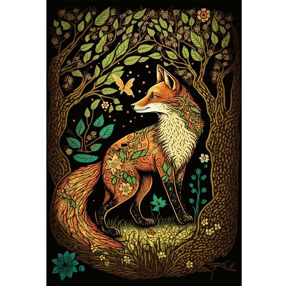 Fox Under Tree - 11CT Stamped Cross Stitch 40*60CM