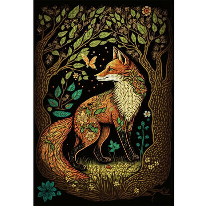 Fox Under Tree - 11CT Stamped Cross Stitch 40*60CM