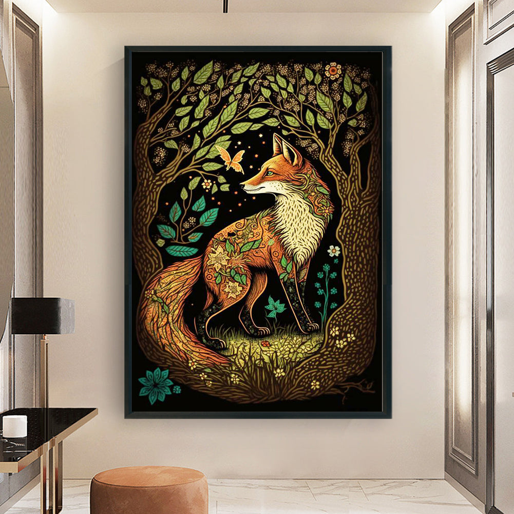 Fox Under Tree - 11CT Stamped Cross Stitch 40*60CM