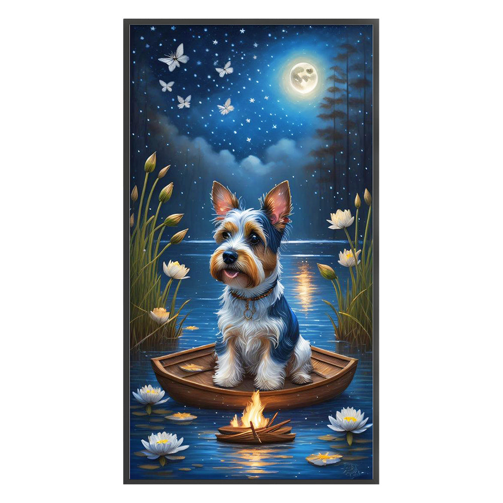 Puppy Under The Moon - 11CT Stamped Cross Stitch 40*70CM