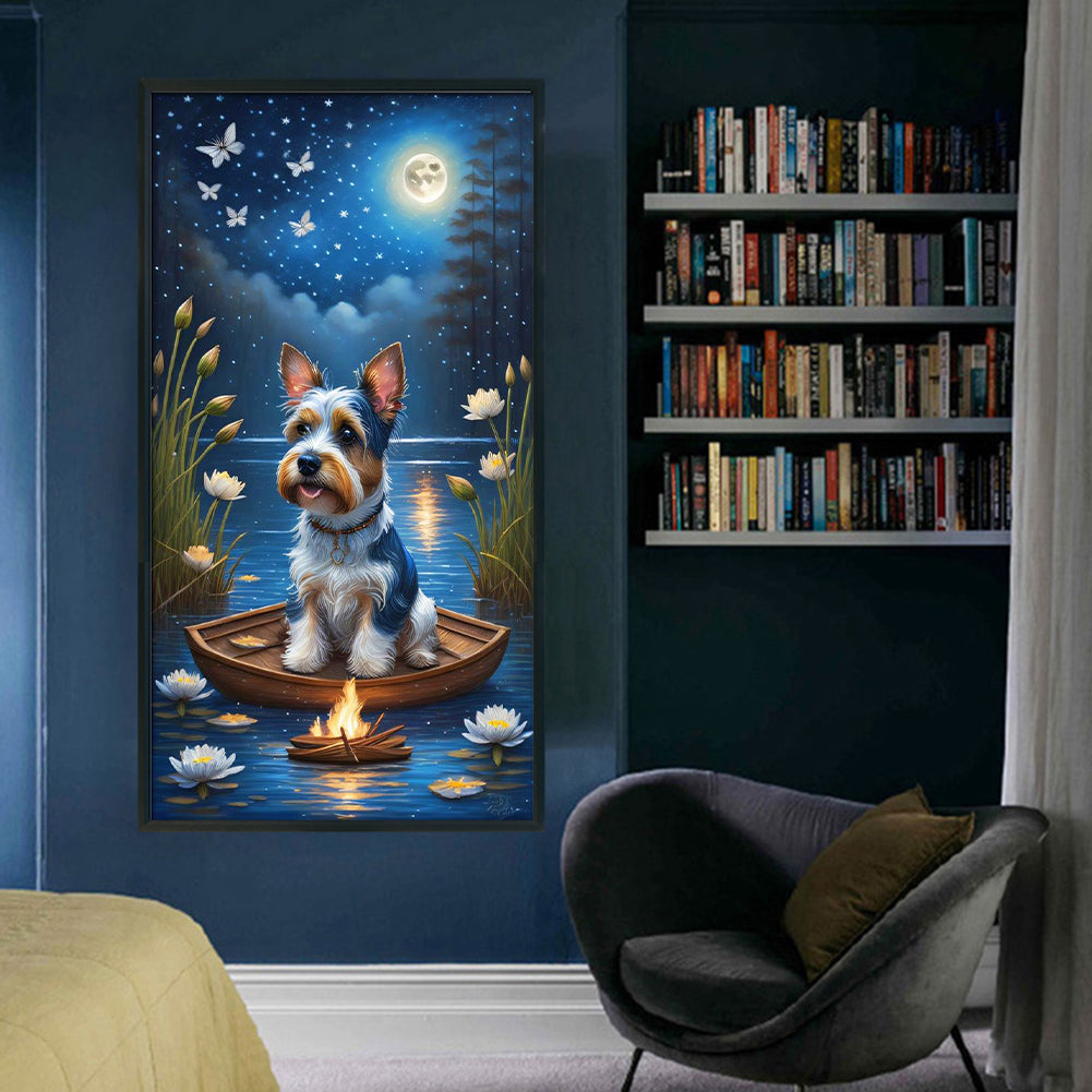 Puppy Under The Moon - 11CT Stamped Cross Stitch 40*70CM